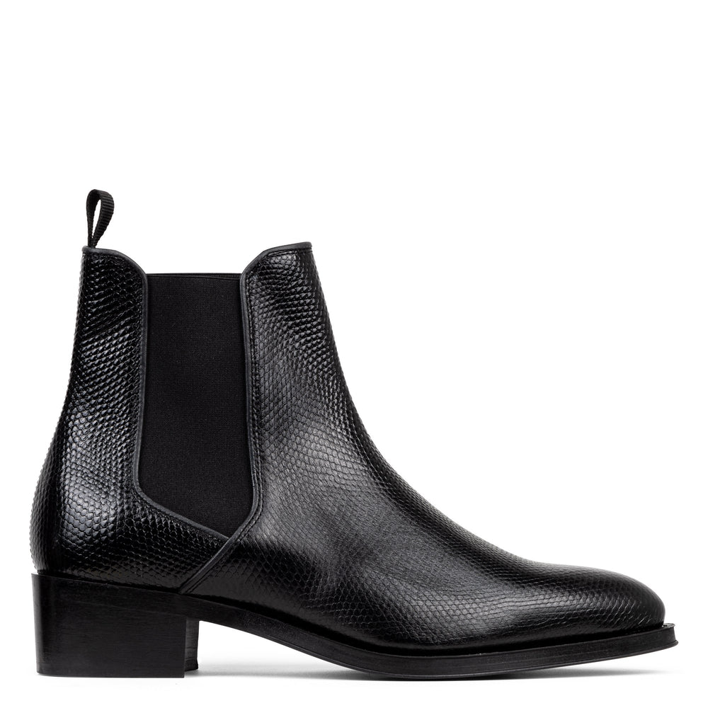 ASHFORD Black Lizard Print Leather - Donald Pliner Boot