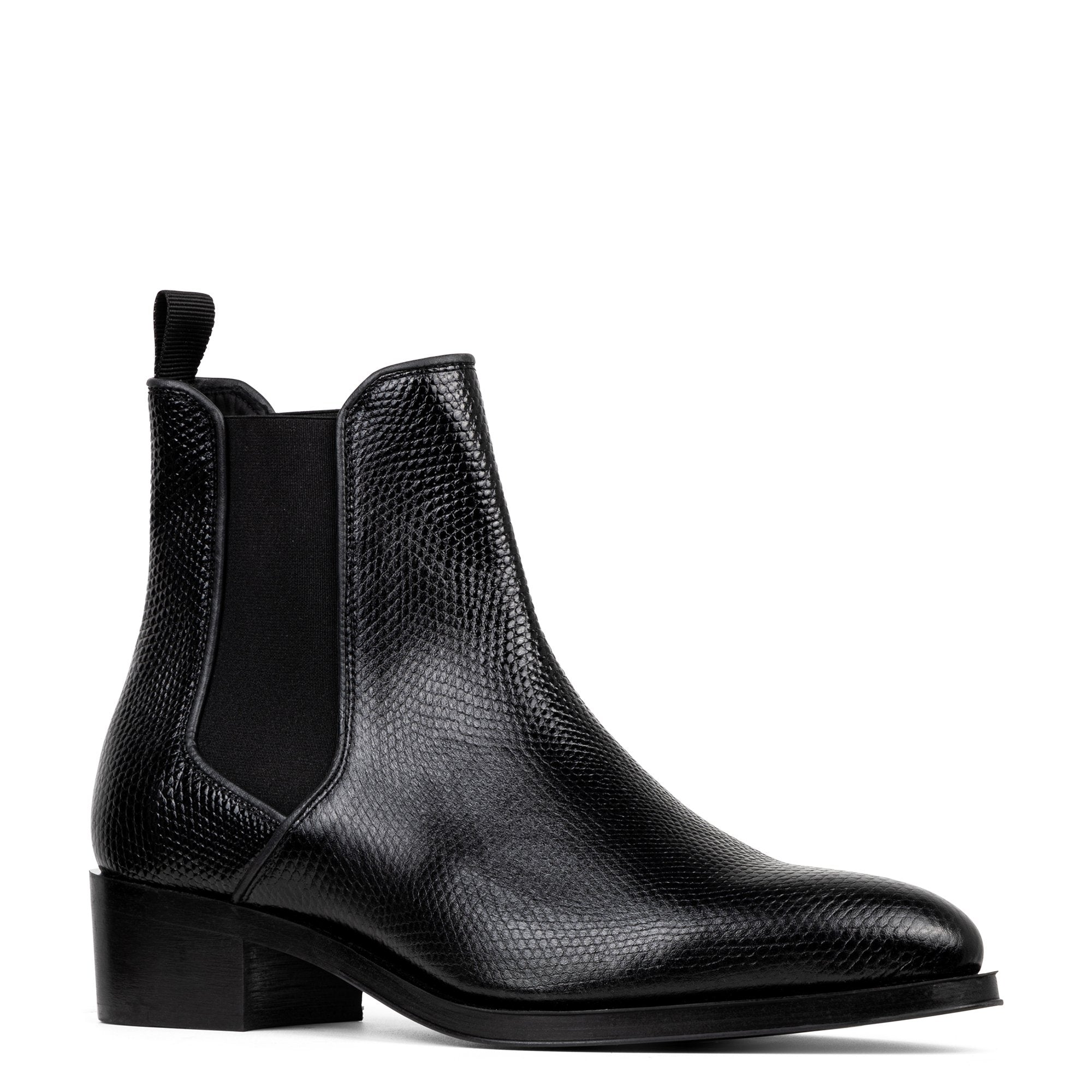 ASHFORD Black Lizard Print Leather - Donald Pliner Boot